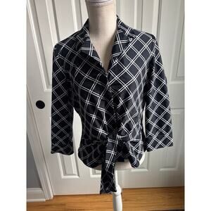 JONES NEW YORK Tie Waist Geometrical Blouse size M